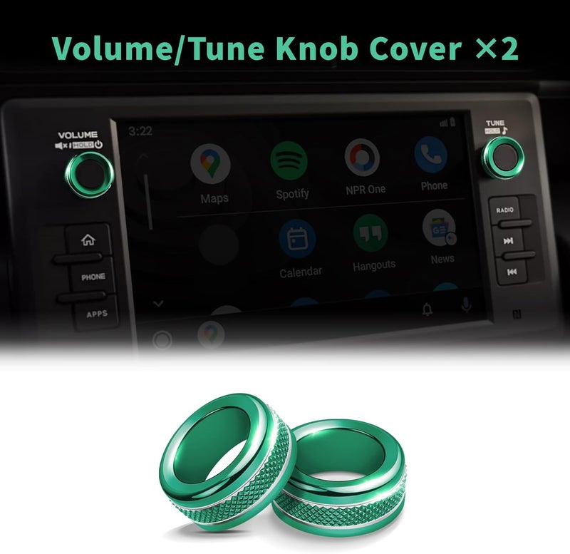 Polodunn Interior Accessories for Subaru BRZ & Toyota GR86 2021 2022 2023 2024 2025 - A/C, Vol Tune, Rearview Mirror Knob Cover, Push Start Button Ring, Aluminum Alloy Decorative 7pcs/Set (Green) - Image 4